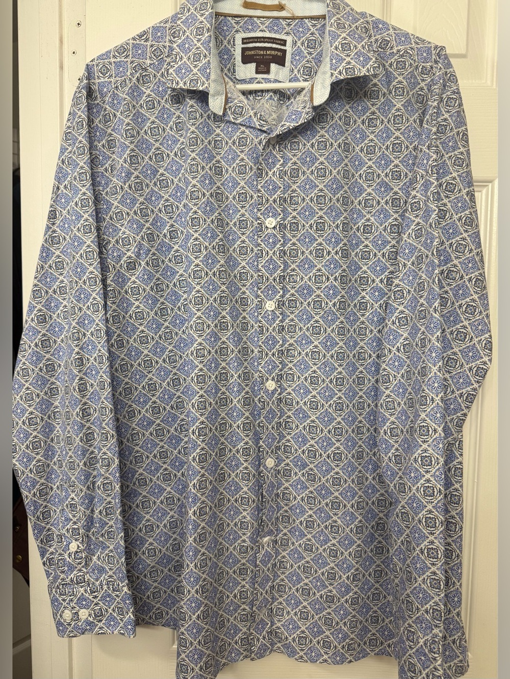 Johnston & Murphy Blue Geometric Print Dress Shirt XL (253)